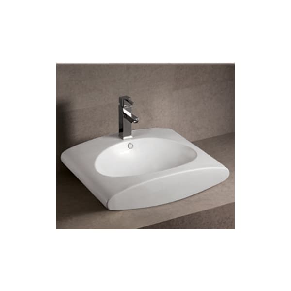 Whitehaus Rctnglr Wall Mount Bathroom Basin W/ Integrated Oval Bowl, Overflow, Sgl WHKN1098 - main